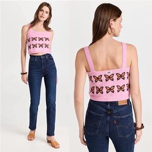 Levi’s Pink Retro Butterflies Knit Tank - xs. Never worn in brand new condition